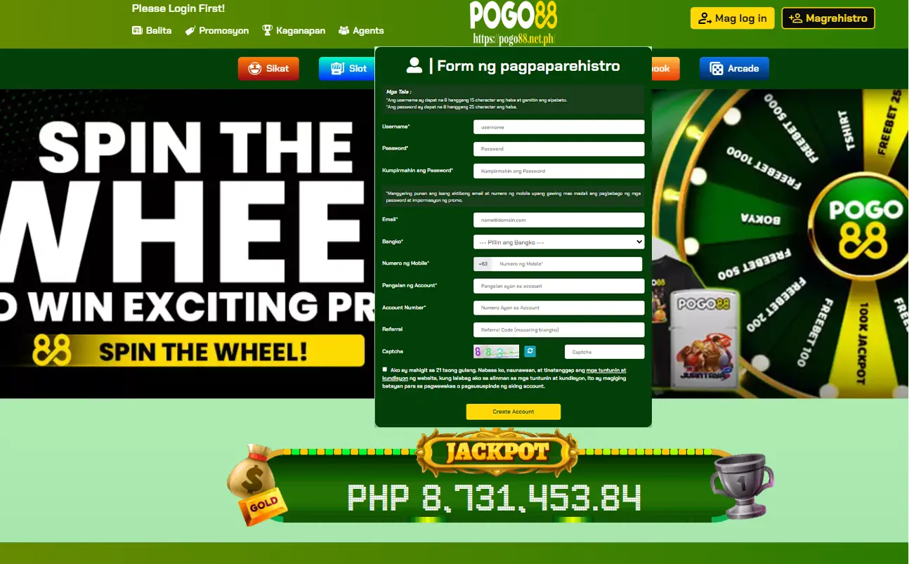 pogo88 casino instruction register